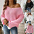 Women’s Off-Shoulder Flared Sleeve Loose Fit Sweater