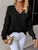 Solid V-neck Pullover Sweater With Hollow Long Sleeve
