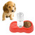 Dog Cat Food Dish + Drinking Water Double Bowls with Automatic Water Dispenser