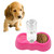 Dog Cat Food Dish + Drinking Water Double Bowls with Automatic Water Dispenser