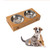 Cat Dog Pet Stainless Steel Feeding and Drinking Bowls Combination With Bamboo Frame