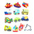 100pcs PVC Drip Cartoon Transportation Cave Shoes Buckle Hand Ring Decorative Accessories