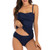 Summer Solid Color Suspender Swimsuit with Chest Pad Ruched Belly Cover Bikini