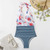 Summer One-piece Backless Lace-Up Ladies Swimsuit Floral-print Halter Bikini