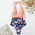 Summer One-piece Backless Lace-Up Ladies Swimsuit Floral-print Halter Bikini