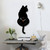 42x18cm Home Office Bedroom Decoration Battery Operated Cat Shaped Wall Clock with Swinging Tails
