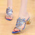 Fashion Thick Heel Rhinestone Fish Mouth Slippers