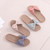 Women Open Toe Linen Striped Home Indoor Slippers