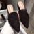 Metal Buckled Suede Pointed Slipper