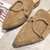 Metal Buckled Suede Pointed Slipper