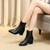 Autumn  Winter Glitter Square Heel Pointed Low-Top Women Boots