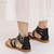 Ladies Summer Strappy Cross Sandals Roman Style Low-Heeled Retro Shoes