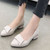 Spring And Summer Cowhide Shoes With Thick Heel Mid-Heel For Women