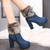 Autumn And Winter Thick High Heeled Padded Warm Suede Round Toe Boots