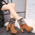 Autumn And Winter Thick High Heeled Padded Warm Suede Round Toe Boots