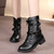 Female Martin Boots Riveted Belt Buckle Flat Bottom Boots