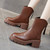 Women Short Boots Mid-calf Leather Thick Bottom Martin Boots