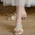 Silk Mesh Pearl Outerwear Crystal Mid-heel Sandals Sippers