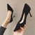 Women Suede High Heels Shallow Mouth Pointed Toe Square Buckle Thin Heel Pumps