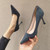 Women Suede High Heels Shallow Mouth Pointed Toe Square Buckle Thin Heel Pumps