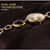 WeiQin Women Fashion Hollow Chain Bracelet Crystal Inlaid Dial Quartz Wrist Dress Watch(Gold + White)