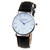 Luminous Round Dial Retro Digital Display Men Quartz Watch with PU Leather Band (Black + Blue)