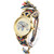 Round Dial Elephant Pattern Fashion Women Quartz Watch with Colorful Hand-woven Rope Band (Black + Blue + Yellow + Magenta)