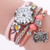 Ladies Small Dial Circle Owl Pendant Bracelet Watch
