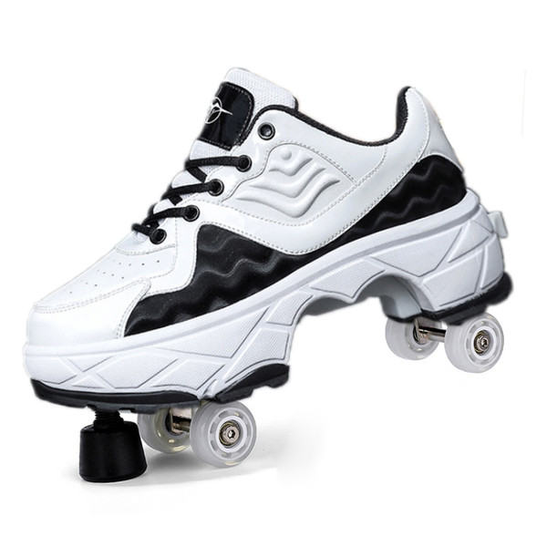 DF08 Dual-Purpose Walking Shoes Four-Wheel Shrinkable Brake Roller Skates