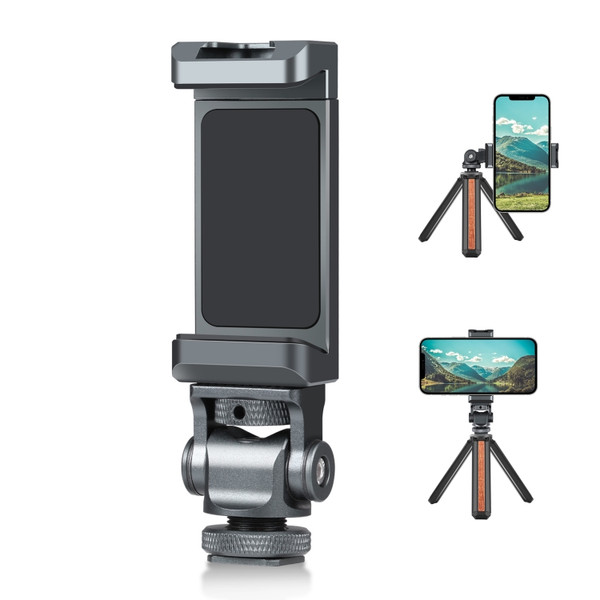 PULUZ Tripod Head Cold Shoes Aluminum Alloy Phone Clamp Holder Bracket