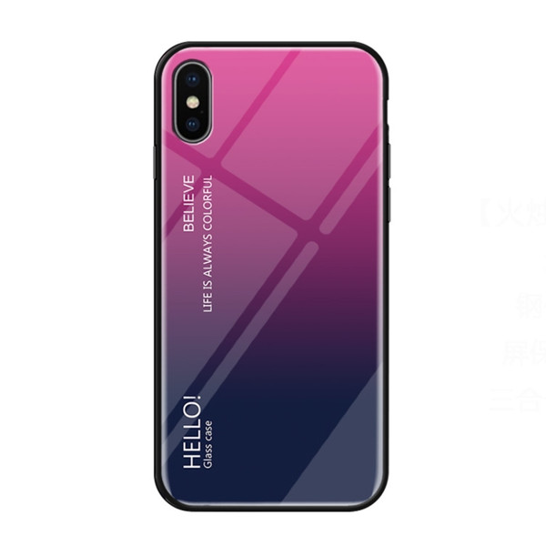 For iPhone XS Max Gradient Color Glass Case