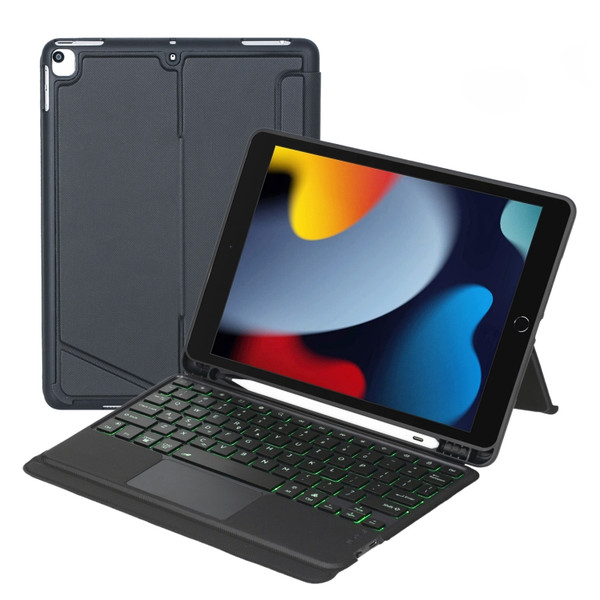 T102-AS For iPad 10.2 2021/2020/2019 / Air 3 10.5/Pro 10.5 Touch Backlight Split Type Bluetooth Keyboard Leather Case