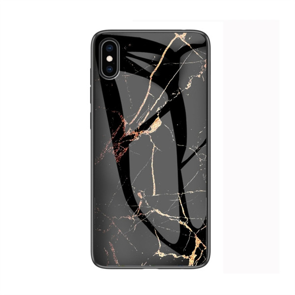 For iPhone XS Max Marble Glass Protective Case