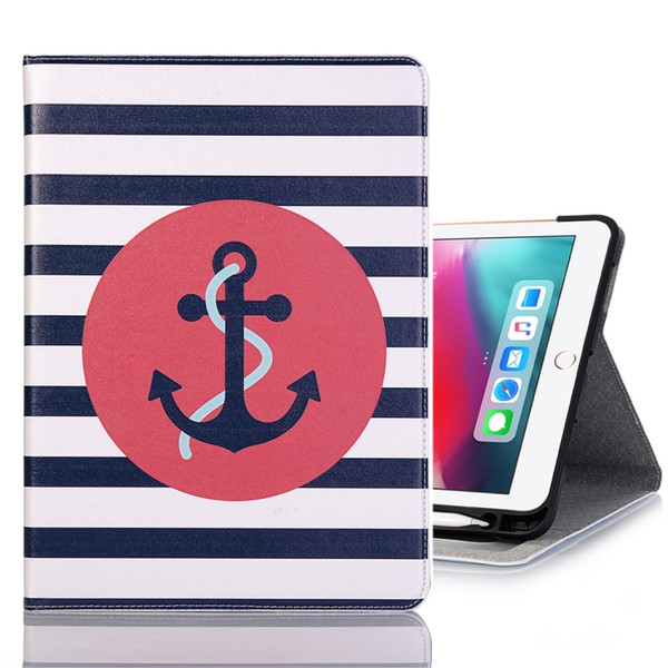 Ship Anchor Pattern Horizontal Flip Leather Case for iPad Air 11 2024 / iPad Pro 11 inch (2018),with Card Slots & Holder & Wallet & Photo Frame & Pen slot