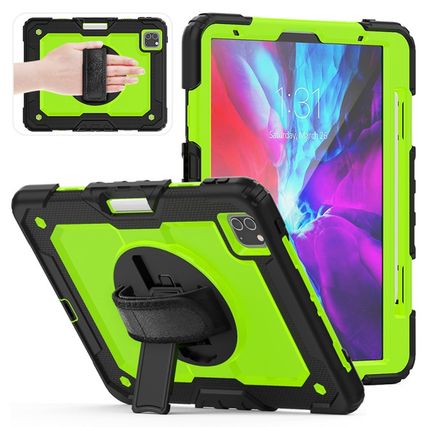 For iPad Pro 11 inch (2018) / Pro 11 inch (2020) Shockproof Black Silica Gel + Colorful PC Protective Tablet Case with Holder & Shoulder Strap & Hand Strap & Pen Slot