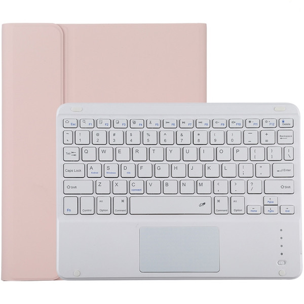 TG-102BC Detachable Bluetooth White Keyboard + Microfiber Leather Tablet Case for iPad 10.2 inch / iPad Air (2019), with Touch Pad & Pen Slot & Holder