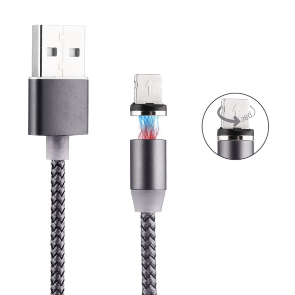 360 Degree Rotation 8 Pin to USB 2.0 Weave Style Magnetic Charging Cable with LED Indicator, Cable Length: 1m