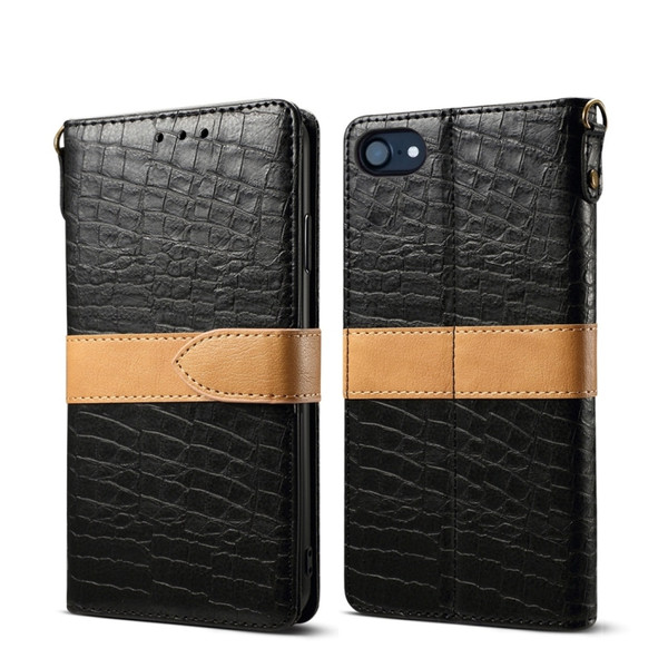 Splicing Color Crocodile Texture PU Horizontal Flip Leather Case for iPhone 7 / 8, with Wallet & Holder & Card Slots & Lanyard