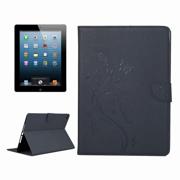 For iPad Air Pressed Flowers Butterfly Pattern Horizontal Flip PU Leather Case with Magnetic Buckle & Holder & Card Slots & Wallet
