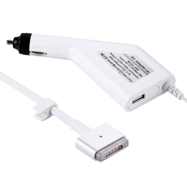 45W 14.85V 3.05A 5 Pin T Style MagSafe 2 Car Charger with 1 USB Port for Apple Macbook A1466 / A1436 / A1465 / A1435 / MD224 / MD231 / MD761 / MD711, Length: 1.7m