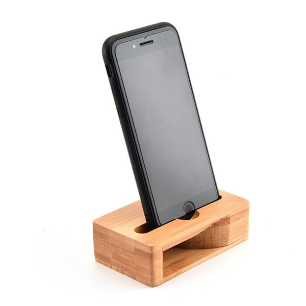 2 PCS GB050 Mobile Phone Stand Bamboo Loudspeaker