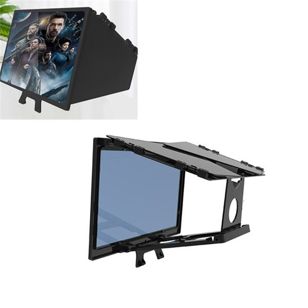 12 inch Mobile Phone Screen Amplifier Foldable Three-sided Shading HD Blu-ray 3D Video Amplifier