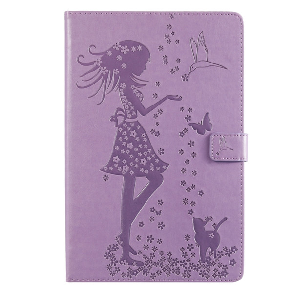 Pressed Printing Woman and Cat Pattern Horizontal Flip Leather Case with Holder & Card Slots & Wallet