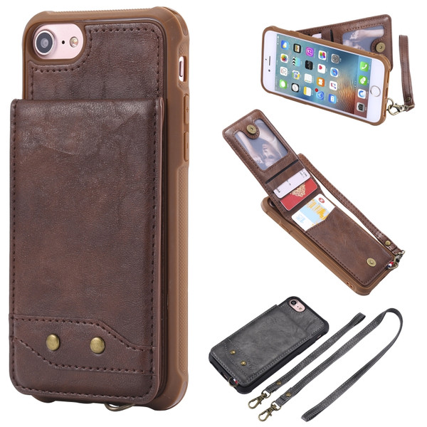 Vertical Flip Shockproof Leather Protective Case with Long Rope, Support Card Slots & Bracket & Photo Holder & Wallet Function