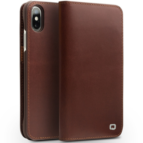 For iPhone XS / X QIALINO Crazy Horse Business Horizontal Flip Leather Case with Holder & Card Slots