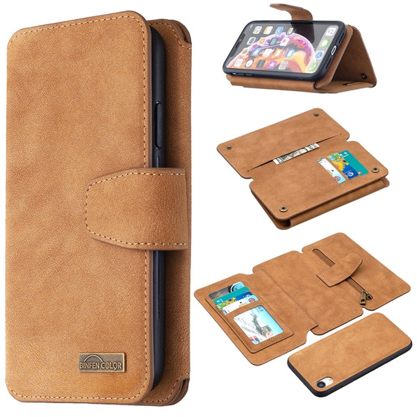 Detachable Frosted Magnetic Horizontal Flip Leather Case with Card Slots & Holder & Zipper Wallet & Photo Frame
