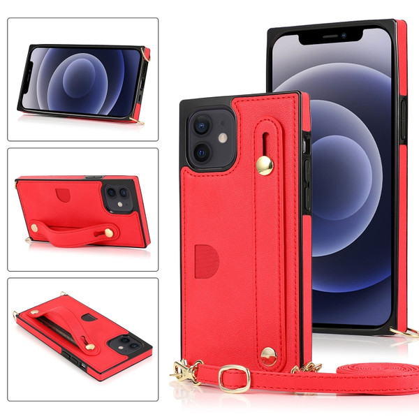 PU+TPU Shockproof Protective Case with Crossbody Lanyard & Holder & Card Slot & Wrist Strap