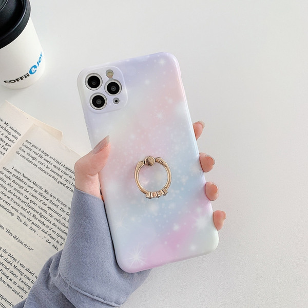 Shockproof Colorful Glitter Marble Protective Case with Ring Holder