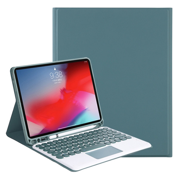 YT11B-A 2021 Detachable Candy Color Skin Texture Round Keycap Bluetooth Keyboard Leather Case with Touch Control & Pen Slot & Stand