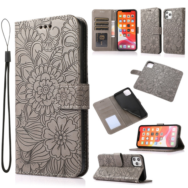 Skin Feel Embossed Sunflower Horizontal Flip Leather Case with Holder & Card Slots & Wallet & Lanyard